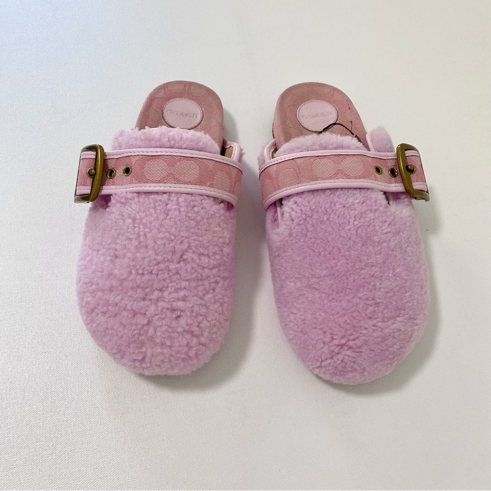 Coach Pink Shearling Slip-On Shoes - Picture 3 of 15